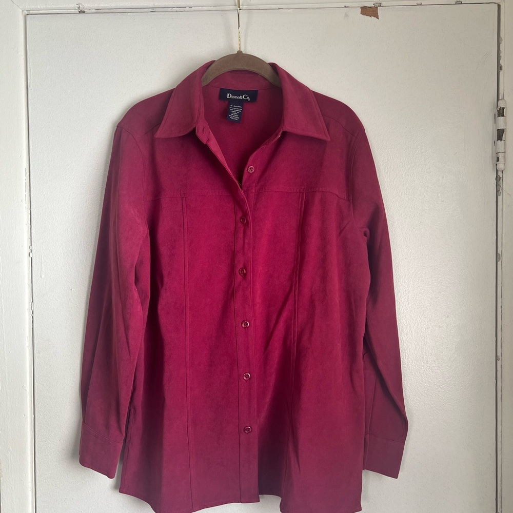 Denim&Co BURGUNDY/ WINE FAUX SUEDE SHIRT SIZE XS